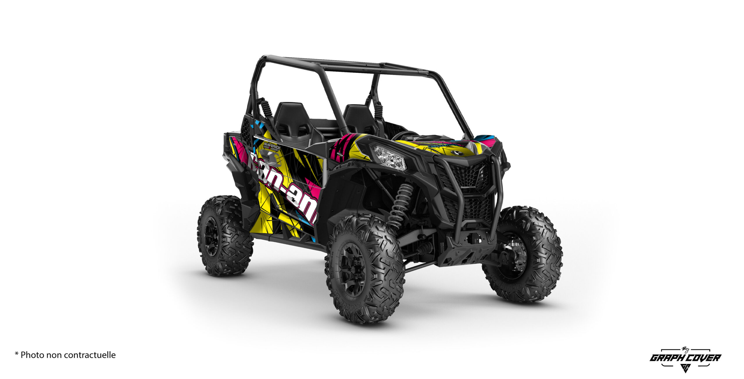 kit-deco-SSV-Can-Am-Maverick-sport-Annoy-jaune-rose-3D Kit déco Maverick Sport