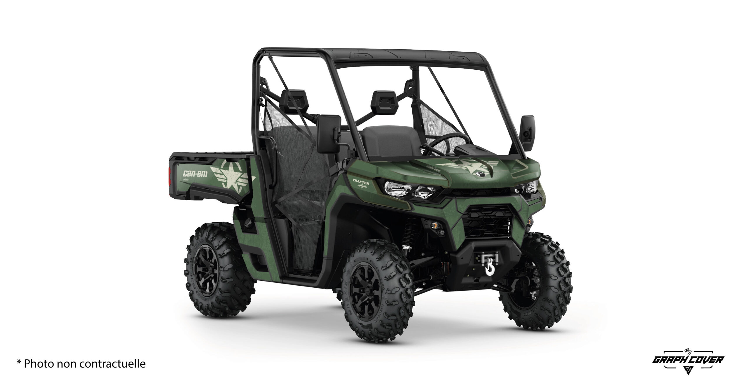 Transformez votre Can-Am Traxter en véritable machine de travail avec notre kit déco Traxter Pro au design Army. SSV Utilitaire Can Am.