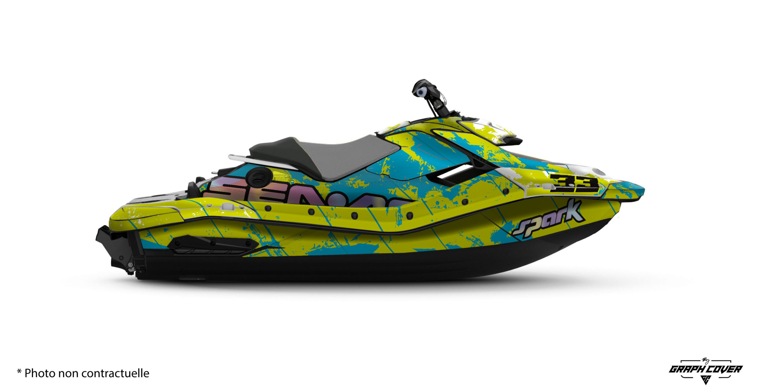 kit-deco-jet-ski-seadoo-spark-24-Glow-pistache-turquoise-3D Relooker votre machine à notre kit déco Seadoo Spark personnalisable. Pour un kit déco Seadoo Spark à votre image.