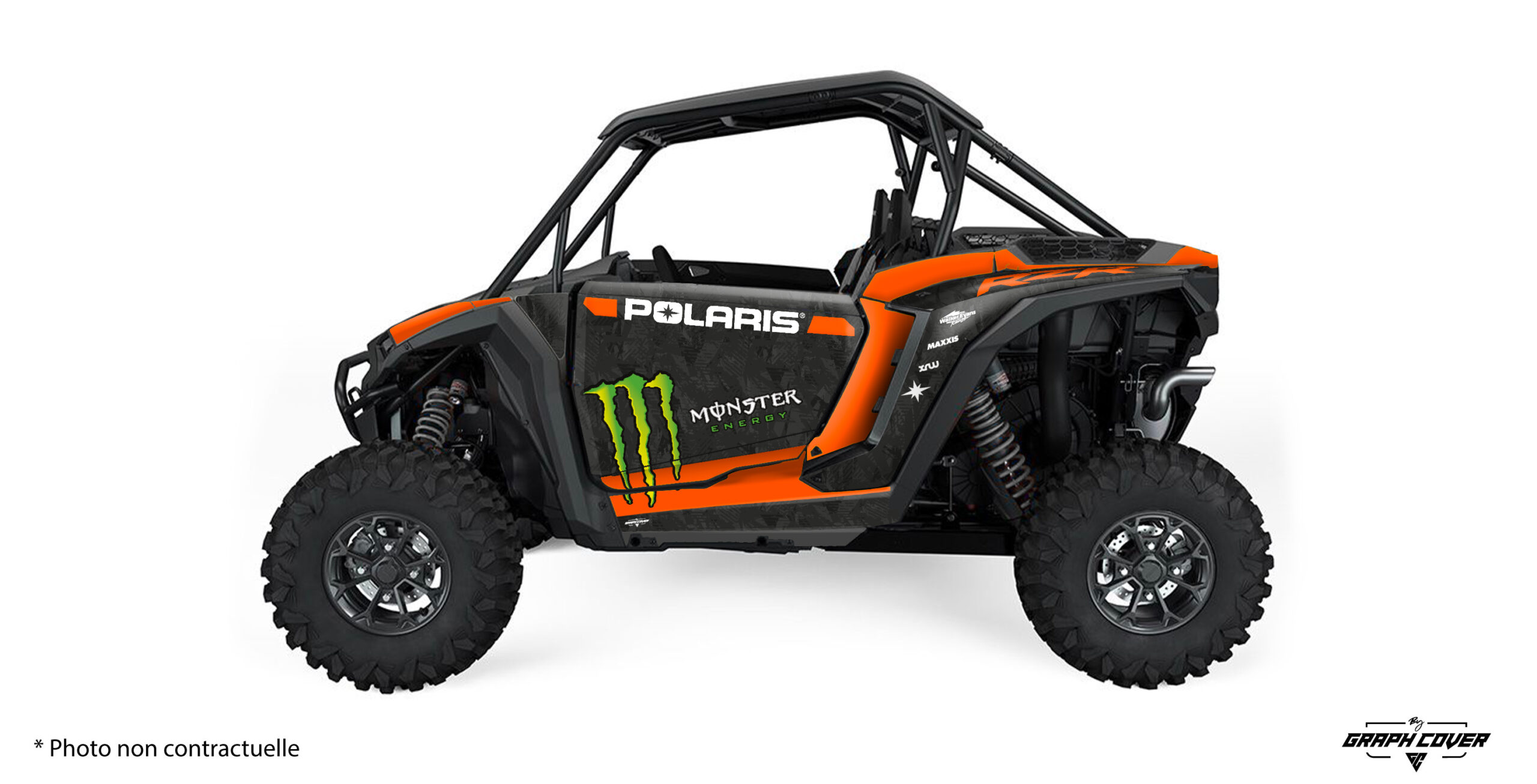 Polaris-RZR-1000-XP2024+-Jakarta-orange_3D Personnalisez votre Polaris RZR XP 2024 avec notre kit déco exclusif "Jakarta", disponible en trois coloris éclatants : Orange, Pistache, et Rouge.
