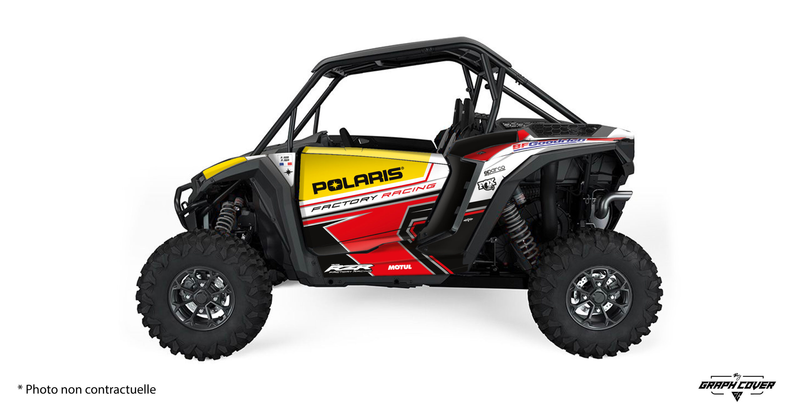 Polaris-RZR-1000-XP2024+-Odissey-Rouge_3D Donnez un nouveau style à votre SSV Polaris RZR XP avec ce kit déco de haute qualité, spécialement conçu pour les amateurs de tout-terrain et de courses.