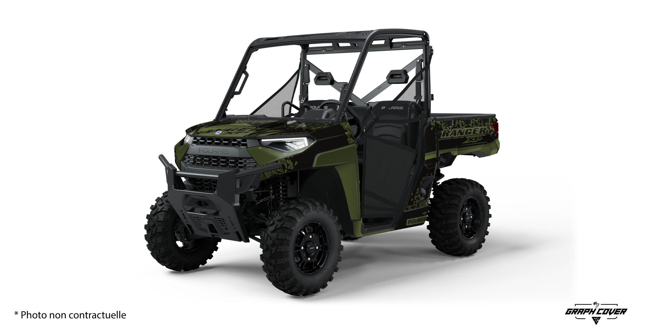 Polaris-Ranger-1000-XP-18-à-24-Splinter-kaki-3D Découvrez le kit déco "Splinter" pour Ranger XP 1000. Ce kit de décoration offre un look unique et audacieux à votre SSV, avec des graphismes modernes qui se déclinent en trois coloris distincts : bleu, kaki et rouge. Chaque variante apporte une touche de style et de personnalité, que vous cherchiez un effet camouflage discret ou une apparence plus dynamique et sportive.