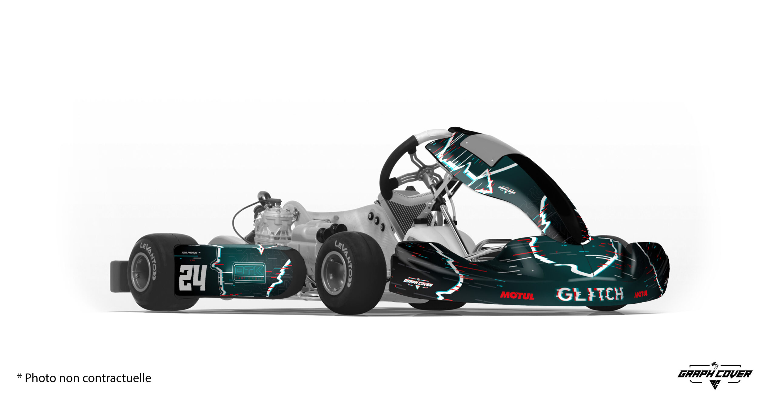 OTK-M10_Glitch_3D Donnez un style unique et futuriste à votre karting OTK avec le kit déco Karting M10 "Glitch". Inspiré par les univers numériques et technologiques.