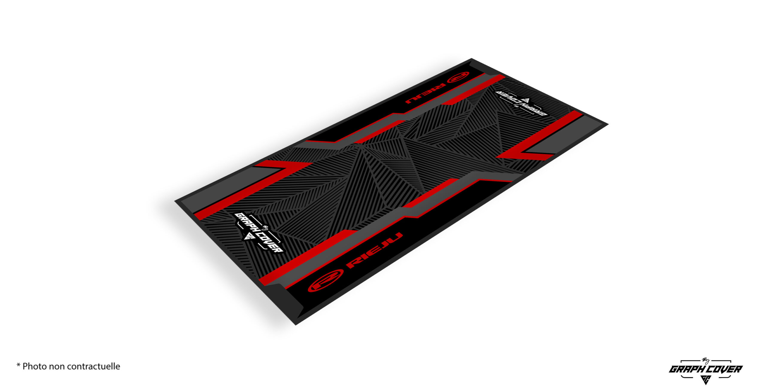 TAPISMOTOMODEL1RIEJU95x200_3D Protégez votre sol grâce au tapis environnemental moto RIEJU, conçu spécialement pour les passionnés de vitesse et de sports mécaniques !