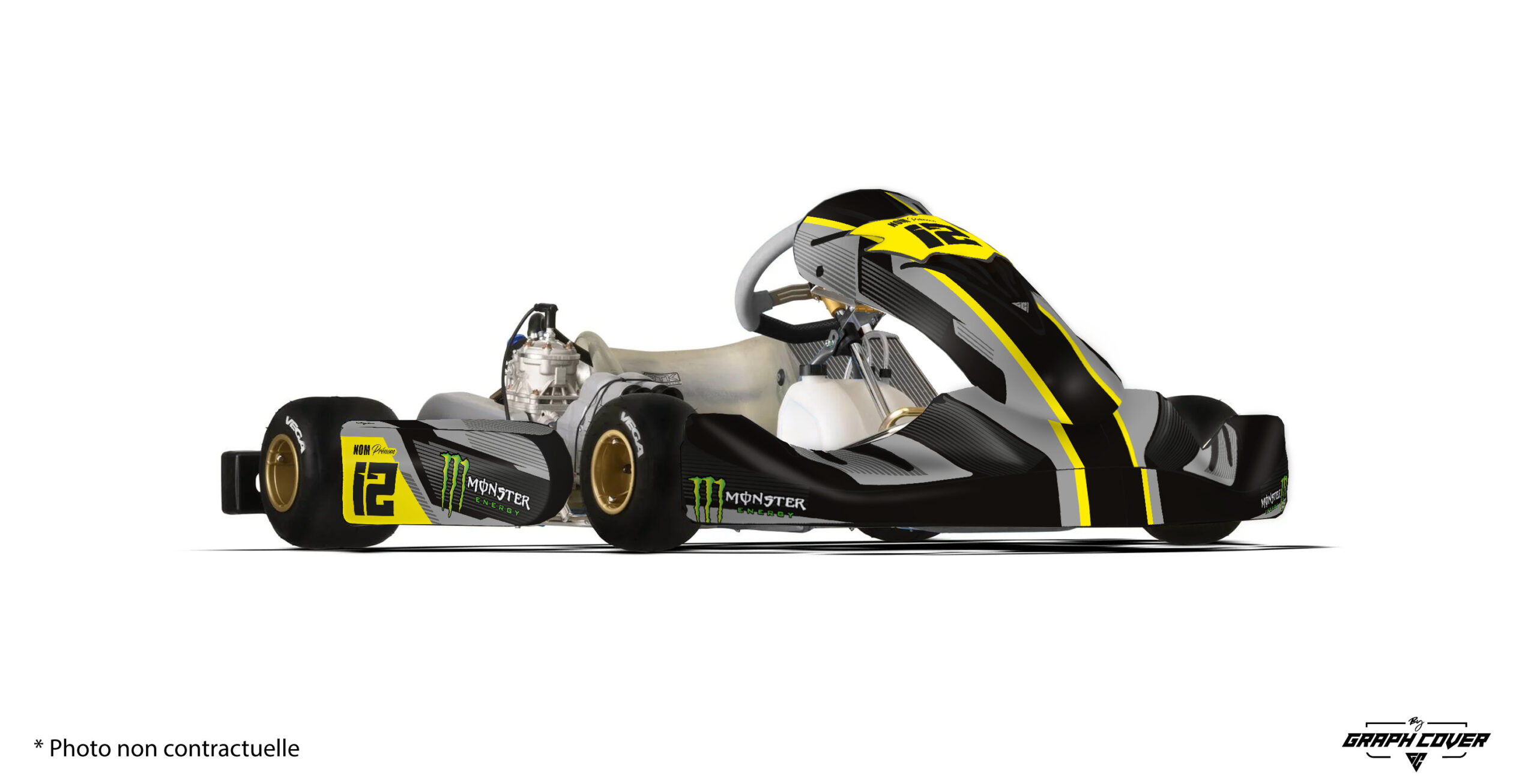 OTK-M11-Pace-gris-jaune-3D Conçu pour les châssis OTK, ce Kit décoration OTK M11 allie esthétisme et qualité, parfait pour les pilotes qui souhaitent se distinguer sur les circuits.