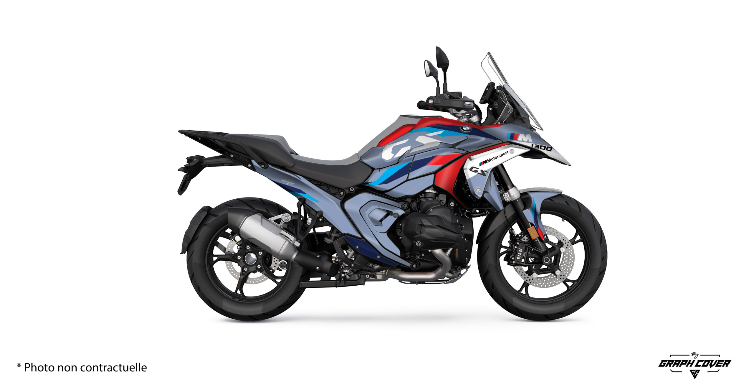 BMW-R1300-GS-2024-Safety-Bleu-artic-3D Donnez à votre trail une allure encore plus affirmée avec le kit déco BMW R 1300 GS Safety. Le design reprend les codes visuels de l’esprit BMW Motorrad.