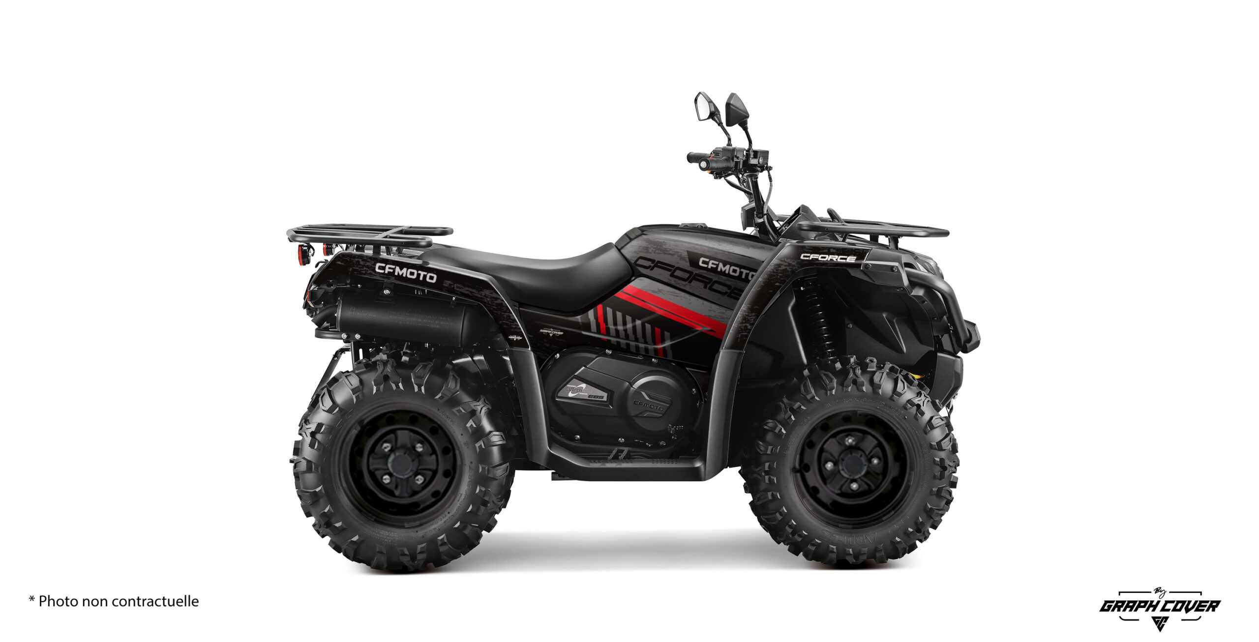 Offrez un style unique et audacieux à votre véhicule tout-terrain avec notre habillage Cf Moto Quad 520. 🇫🇷 Fabrication française dans nos ateliers.