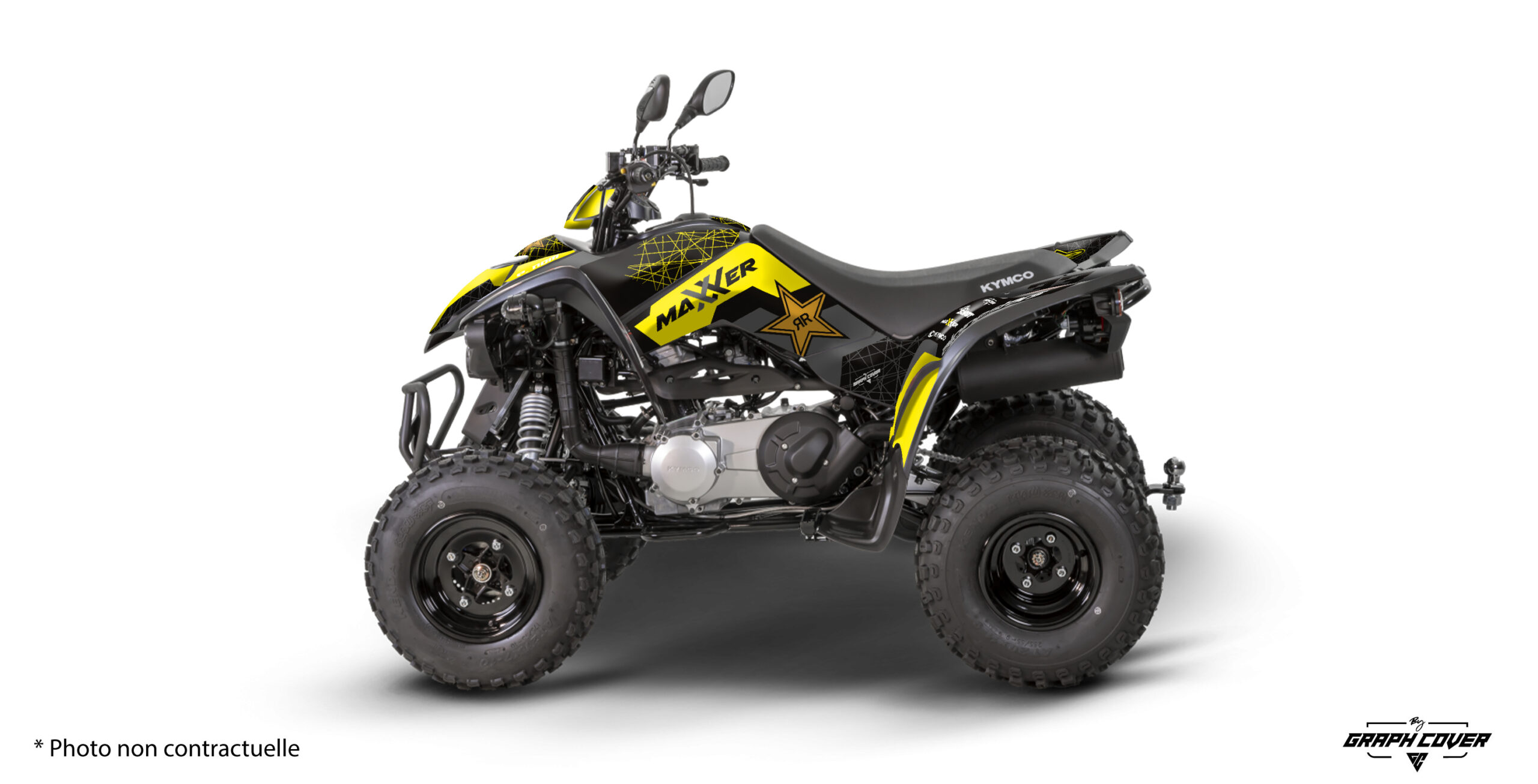 Affirme ton style sur les pistes avec le Kit déco Kymco Maxxer – Design Ravex, une création originale Graph Cover pensée pour sublimer ton quad Kymco Maxxer 300.