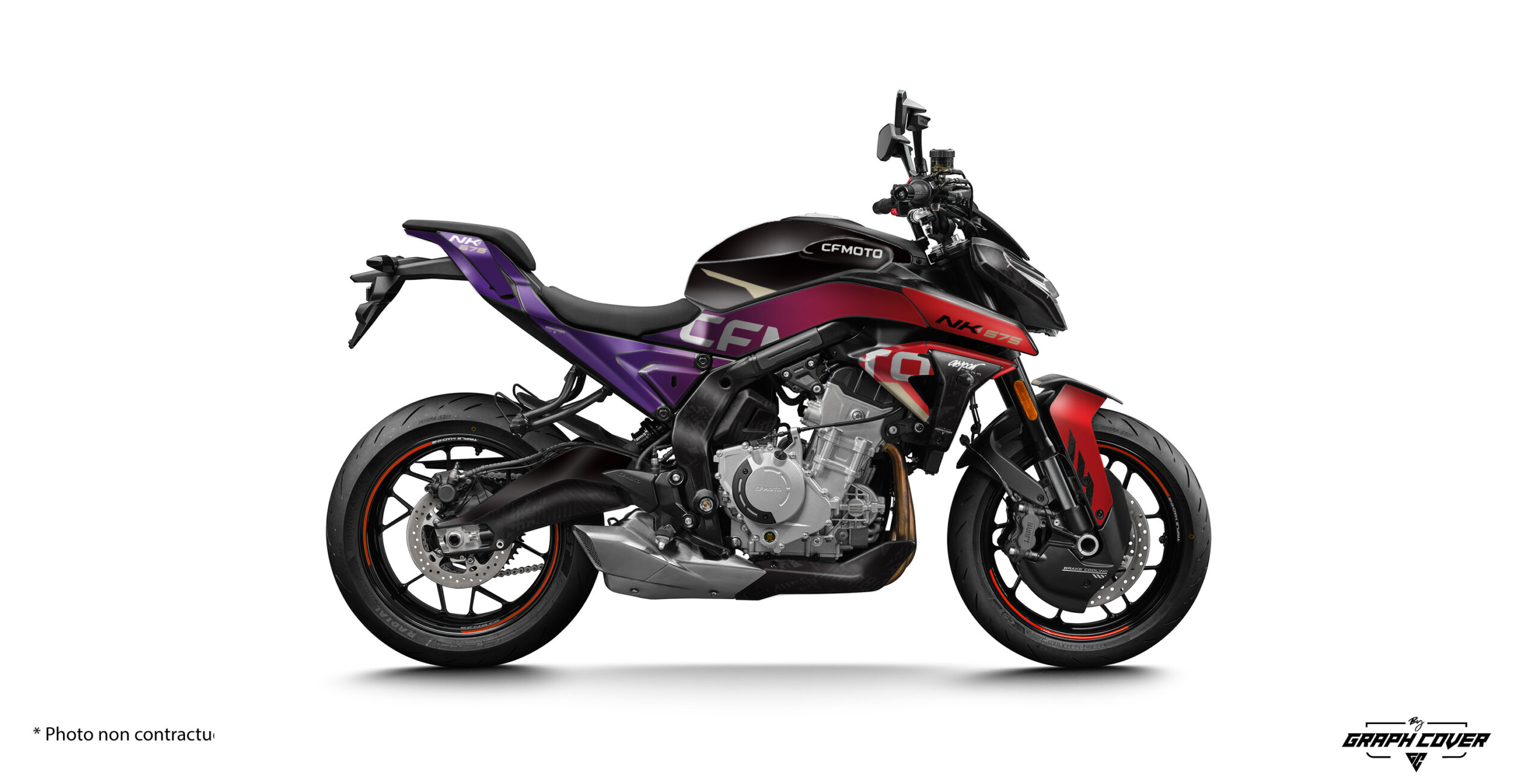 CFMoto-NK-675-2025+-EKMA-Rouge_3D Kit déco Cf Moto 675NK – Ekma. Plongez dans l’univers futuriste du prototype présenté au salon EICMA avec ce kit déco Cf Moto 675NK Ekma.