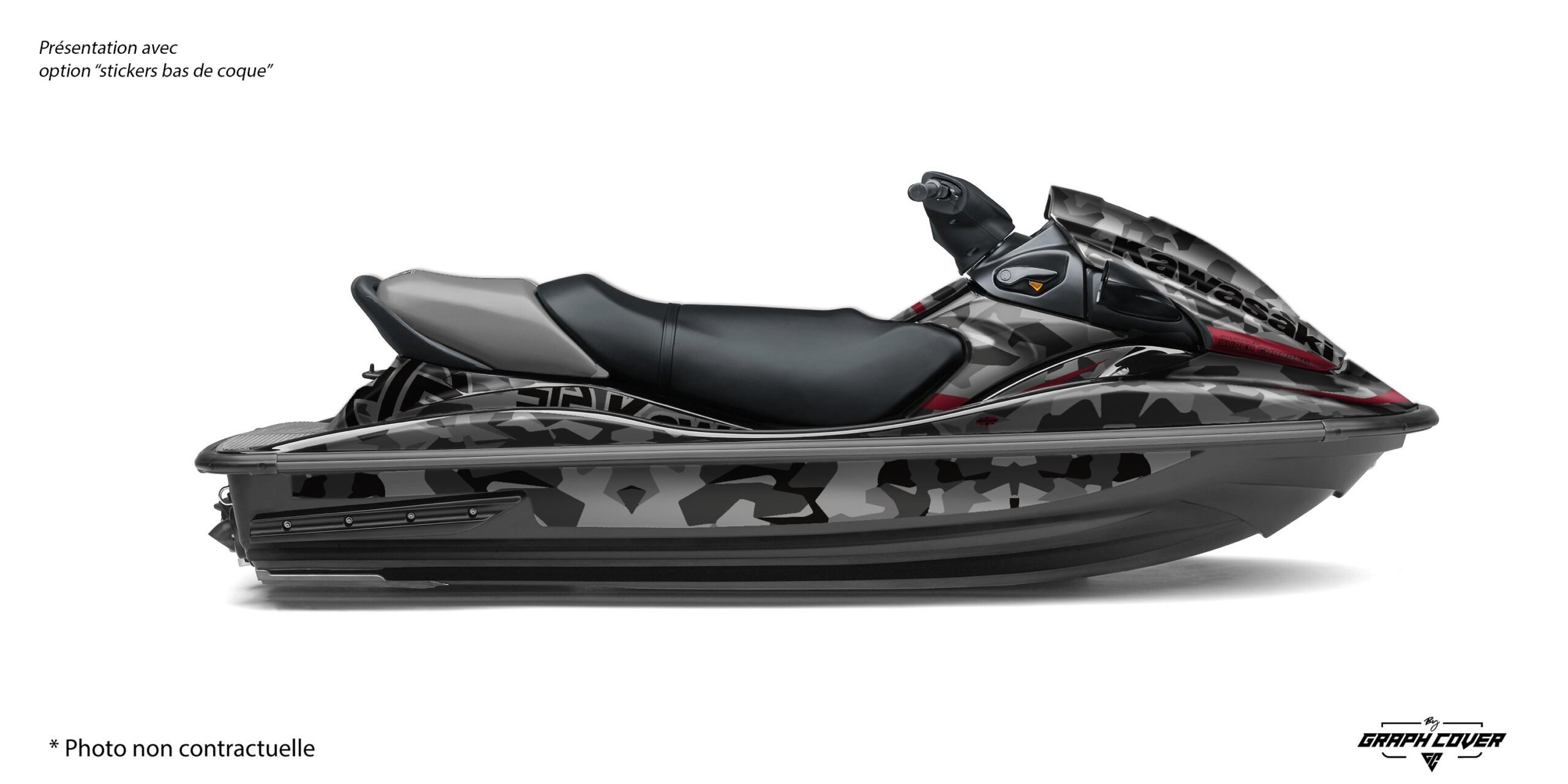 Avec ce Kit Déco Kawasaki STX-15F, votre jet ski adopte un style fort et moderne. Le design Opskin apporte une allure sportive et précise, avec son camouflage graphique revisité.