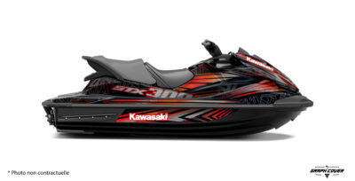 Kit déco Kawasaki STX 160 Aurora pour jet ski. Design lumineux, finitions premium et personnalisation avancée pour un style nautique unique.