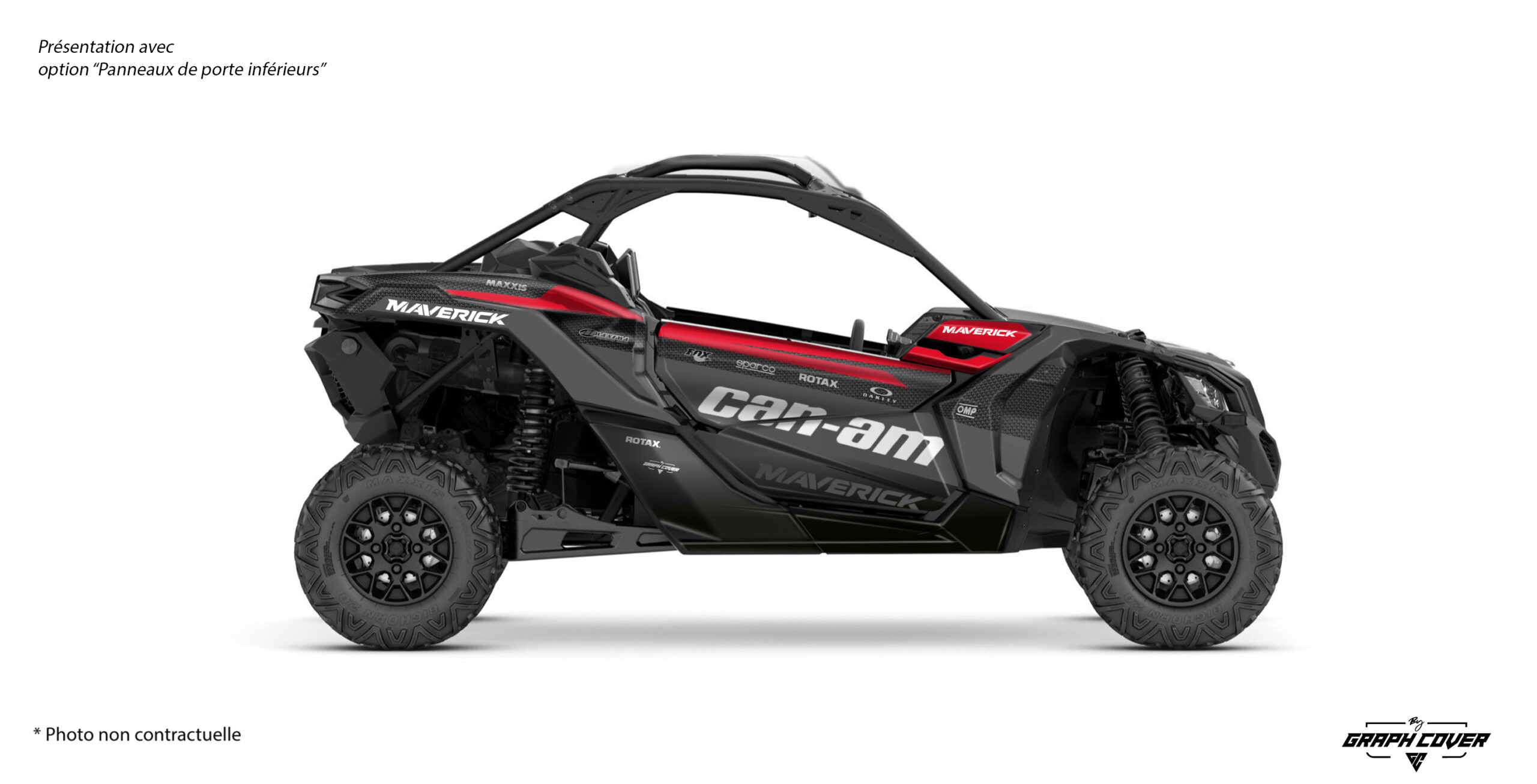 Maverick-X3_OK_nov2023-Pulse-Gris-Rouge-3D Affirme le caractère sauvage de ton SSV Can-Am avec le kit stickers Maverick X3 Pulse, pour les pilotes qui veulent conjuguer performance et esthétisme.