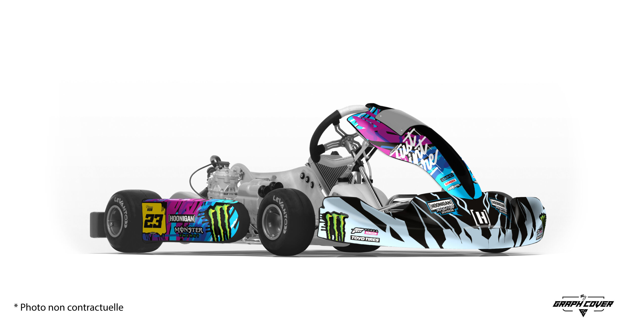 Le Kit déco kart M10 hoonigan KB Ara donne au kart OTK M10 une identité visuelle forte et immédiatement reconnaissable. Inspiré de l’univers Hoonigan.
