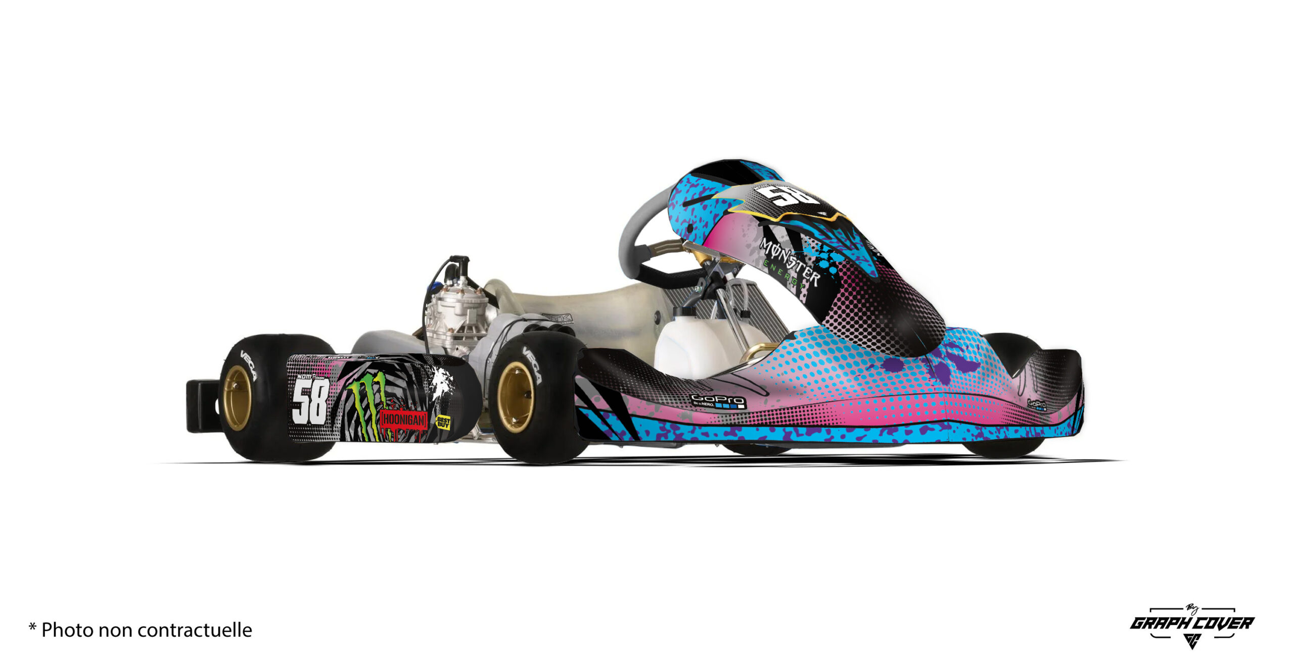 OTK-M11-Gymkhana_3D Stickers pour OTK M11 design Gymkhana par Graph Cover. Style hoonigan, visuel puissant et personnalisation complète pour un kart au look affirmé.
