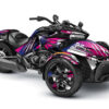 Spyder-F3-et-F3S-Rift-Bleu-Rose_3D Le Kit déco Spyder F3 Rift transforme votre Can-Am Spyder grâce à un design dynamique. Personnalisez couleurs, logos et finitions pour un style unique.