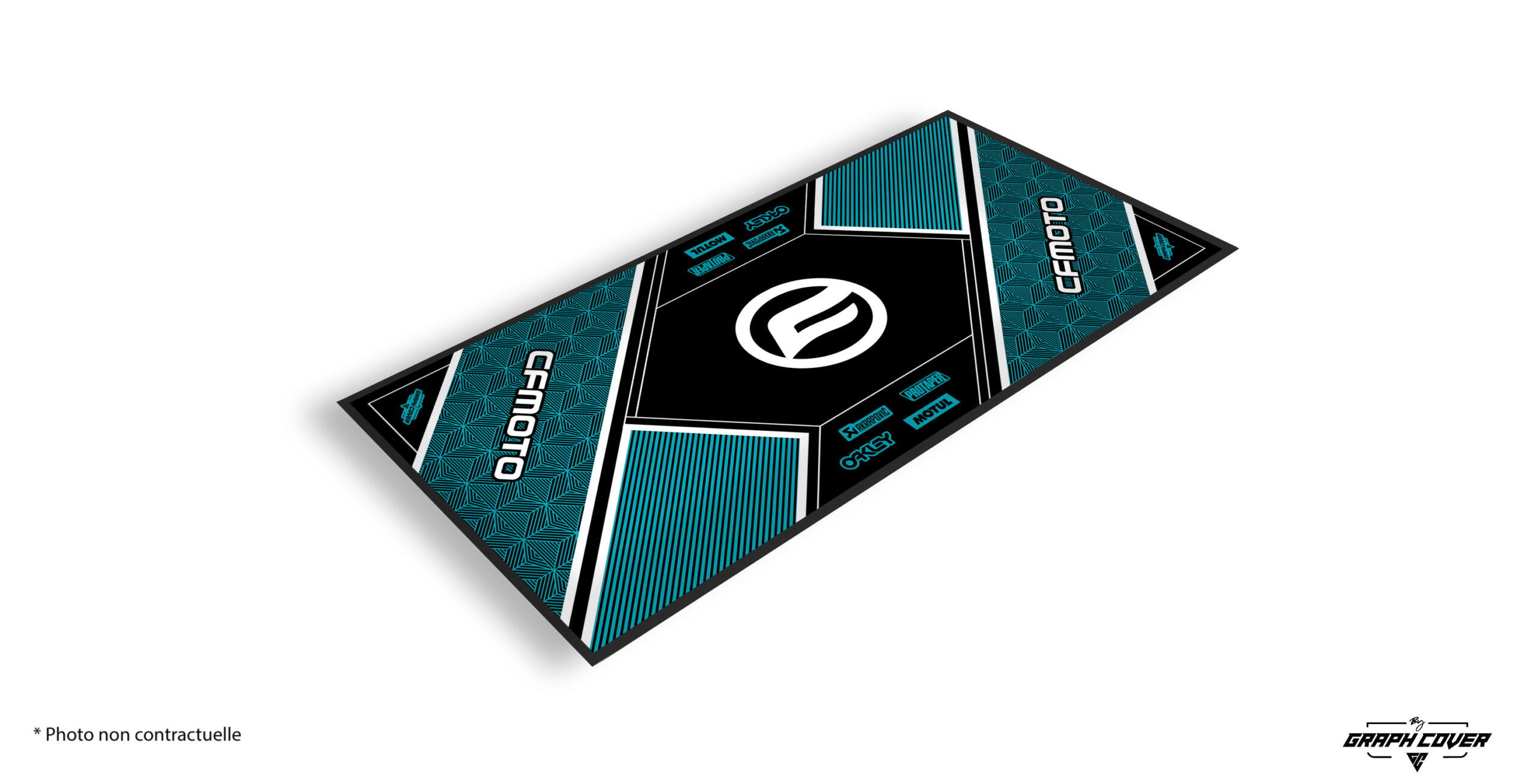 TAPISMOTOMODEL3CFMOTOB95x200_3D Le tapis moto personnalisable CF MOTO Modèle 3 incarne parfaitement la philosophie de la marque : design moderne, qualité irréprochable et respect de l’environnement.