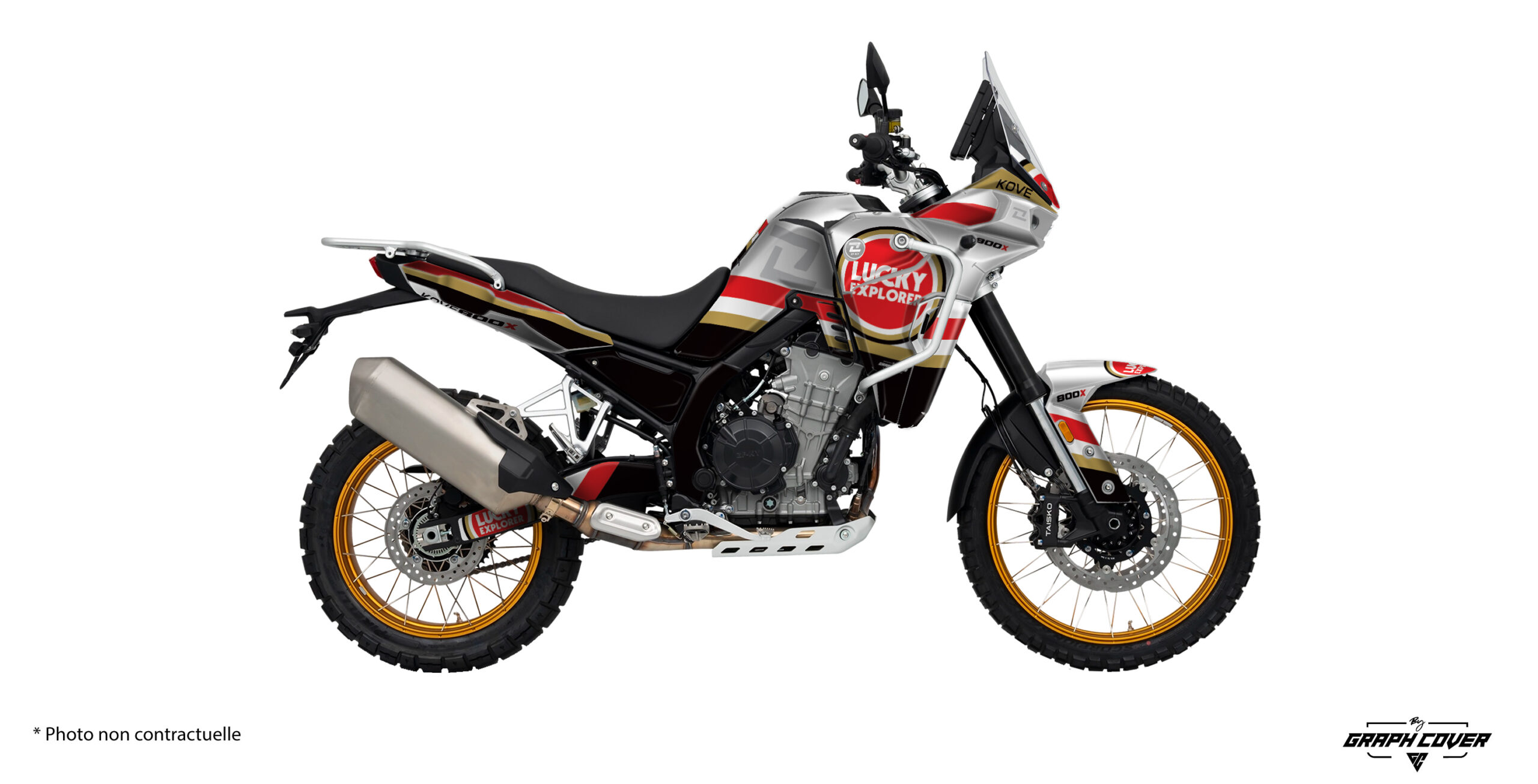 Kit-déco-Kove-800X--23+-Lucky-Blanc-3D Le Kit déco Kove 800x Pro Lucky apporte une identité forte et immédiatement reconnaissable à votre Kove 800x Pro ou Rally.