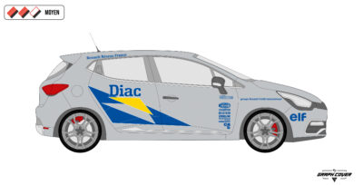 Kit stickers Clio Rally Diac inspiré des livrées de course. Design racing, personnalisable, finitions au choix et pose accessible aux initiés.