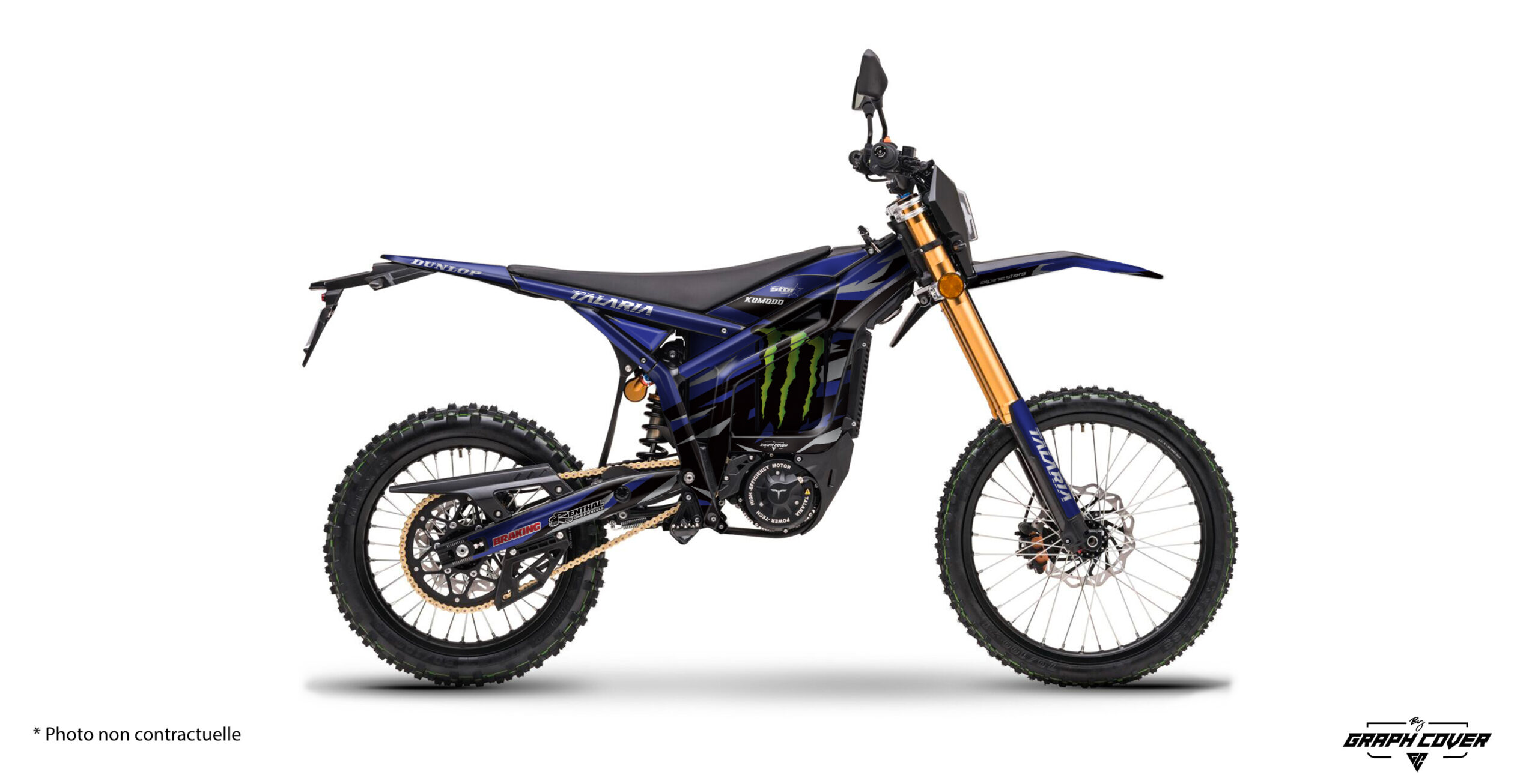 Le Kit déco Talaria Komodo Tory apporte un style moderne et puissant à la moto, tout en respectant les codes visuels des électriques nouvelle génération.