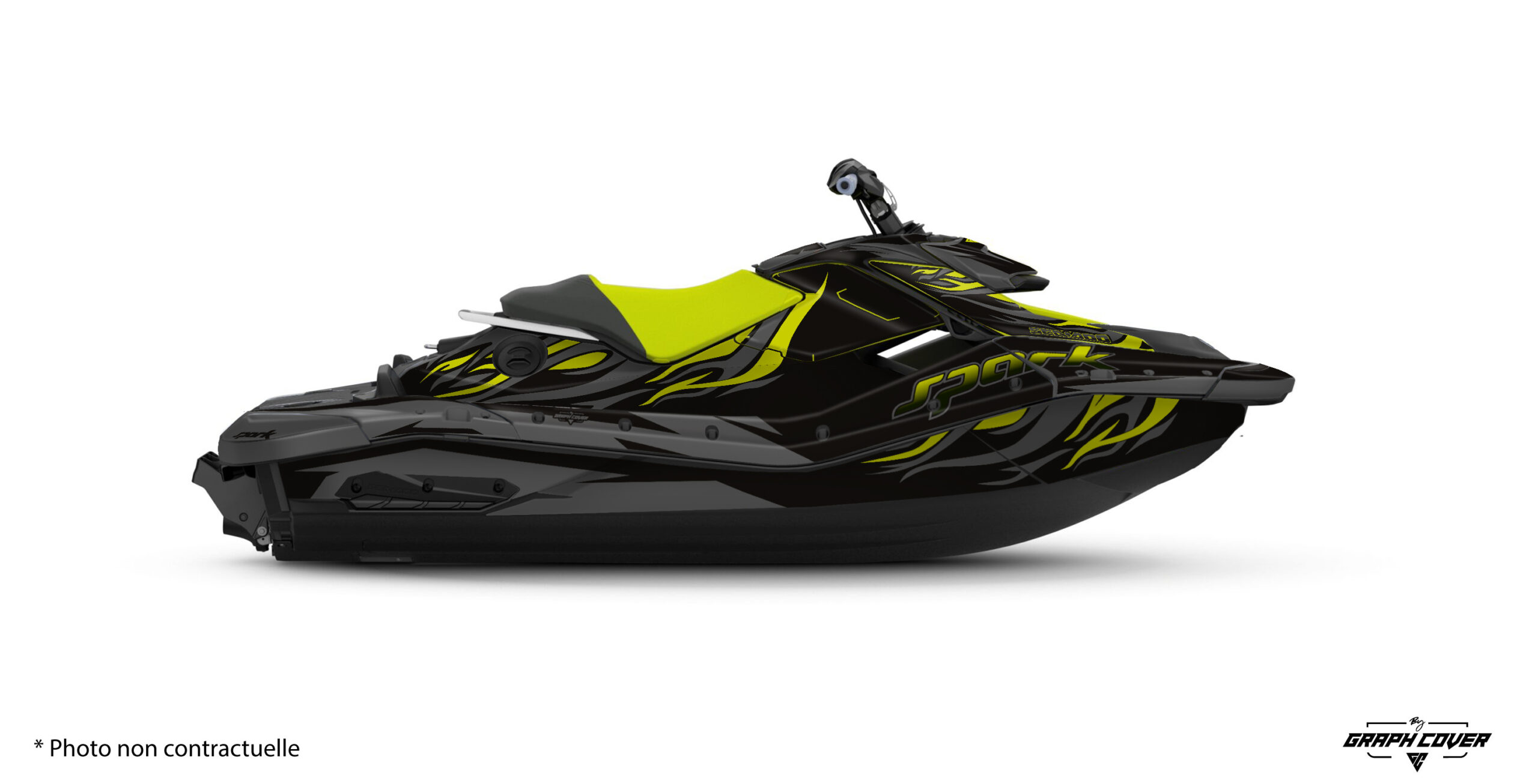 kit-déco-Sea-Doo-Spark---+24-Ok-Pyrox-Gris-Pistache-3D Découvrez le design Pyrox pour votre Spark : un Autocollant Seadoo Spark au style flamme intense, entièrement personnalisable avec options premium.