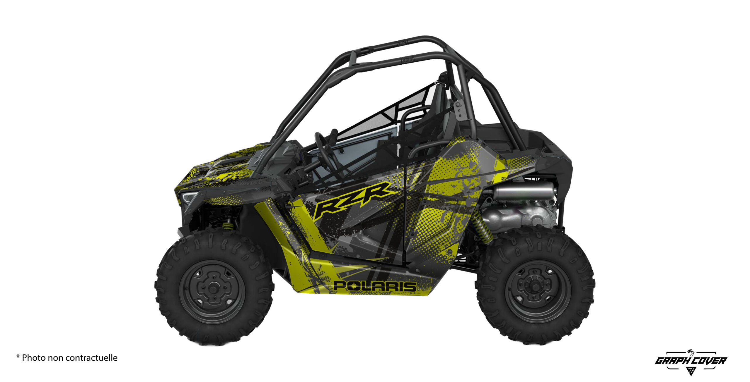 Kit-déco-POLARIS-RZR-200-EFI-2021-2025-Halftone-Anis-3D Vous cherchez un Kit déco Polaris RZR 200 EFI au look racing ? Le design Halftone transforme votre SSV avec un style inspiré de la compétition.