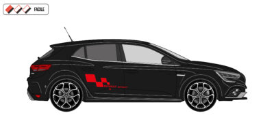 Ajoutez un look racing à votre Renault Mégane avec les Stickers Damiers Renault Sport. 3 tailles (30/60/90 cm), couleurs au choix, pose facile.