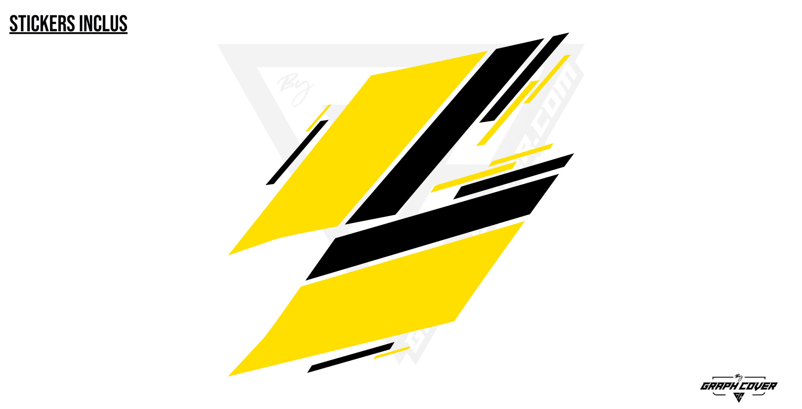 RMEG4RSSLASHP Kit Stickers Racing Mégane design Slash bandes latérales sport noir jaune
