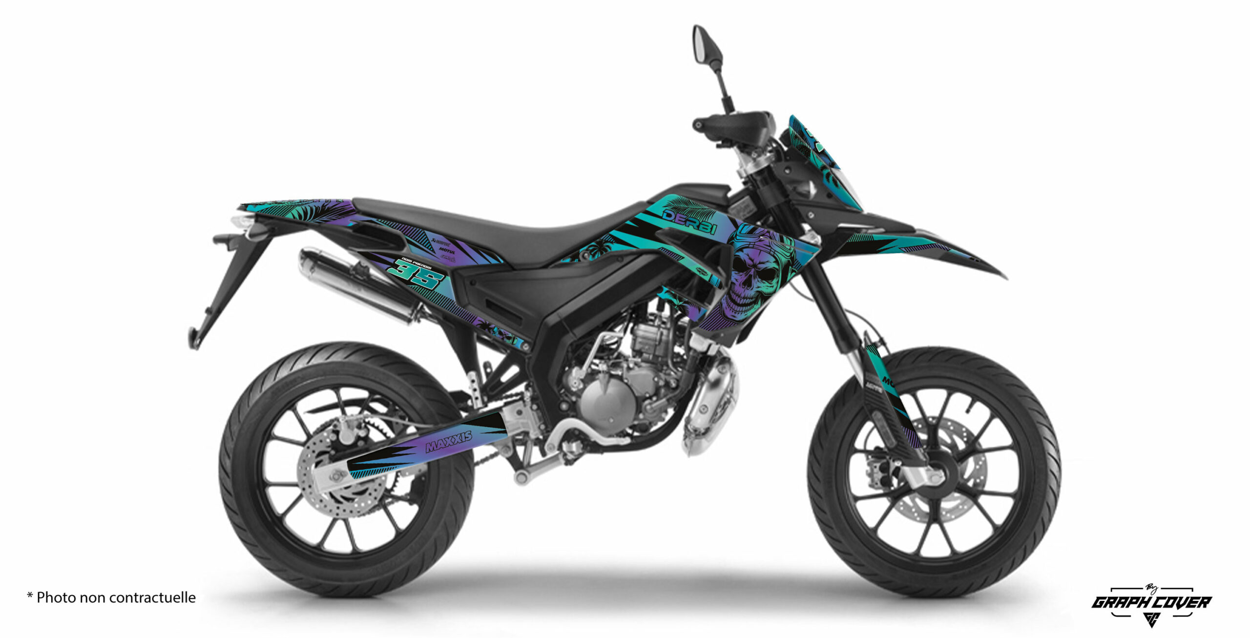 Affirmez le style de votre moto avec le Kit déco Derbi Senda 50 Skinoo. Design agressif, crâne graphique, couleurs et finitions personnalisables.