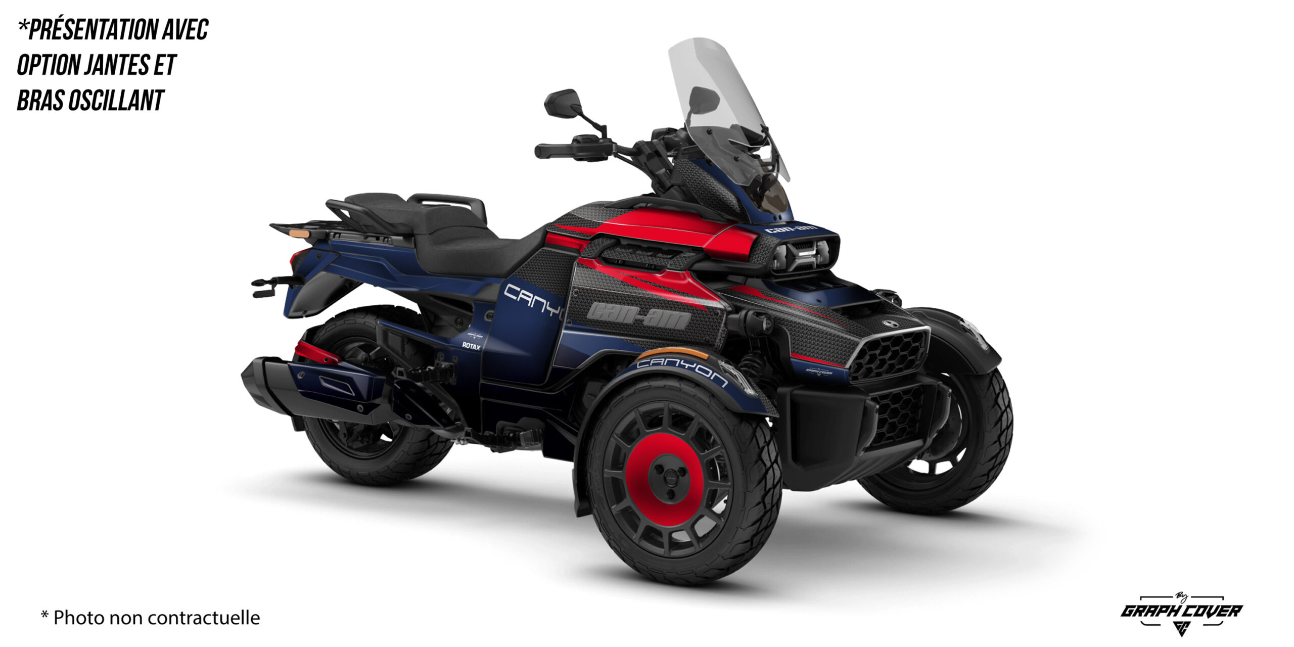 kit-deco-Can-AM-Spyder-Canyon-RT---25+-Pulse-bleu-rouge-3D Kit déco CanAm Canyon Pulse : design dynamique, personnalisation complète et rendu premium pour votre Can-Am Canyon 3 roues.