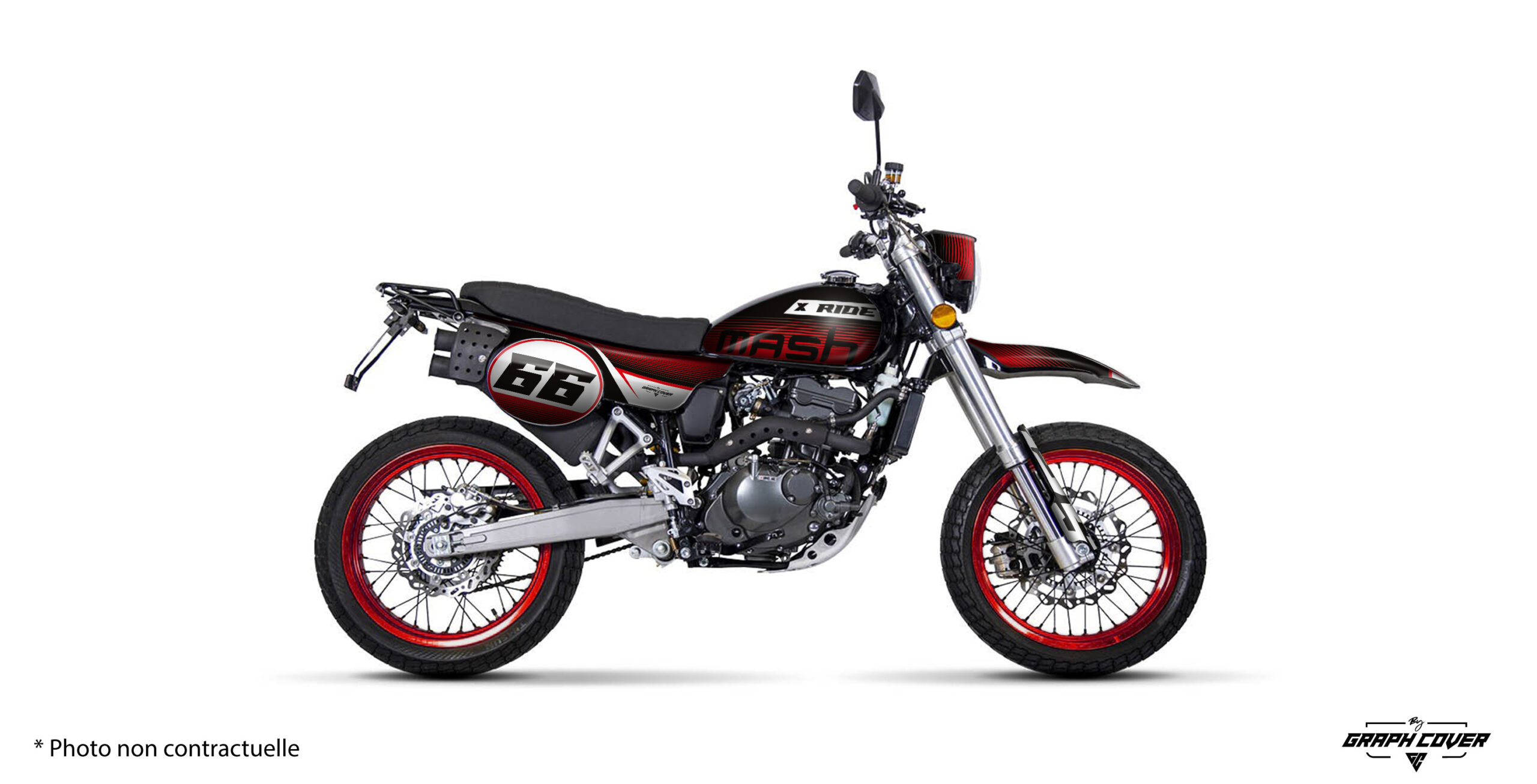 Kit déco Mash X-Ride 125 Line : 3 coloris au style rétro et sportif. Personnalisez votre moto avec un kit premium fabriqué en France.