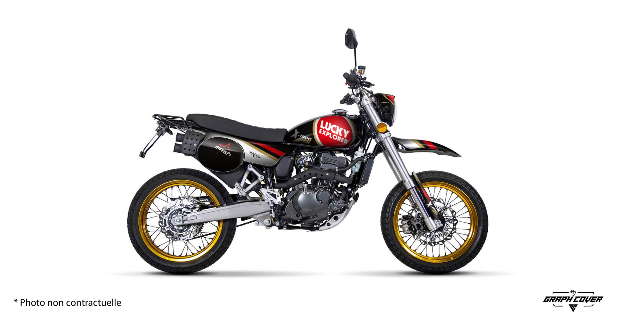 Kit déco Mash X-Ride 125 Lucky noir rouge et or – Style vintage