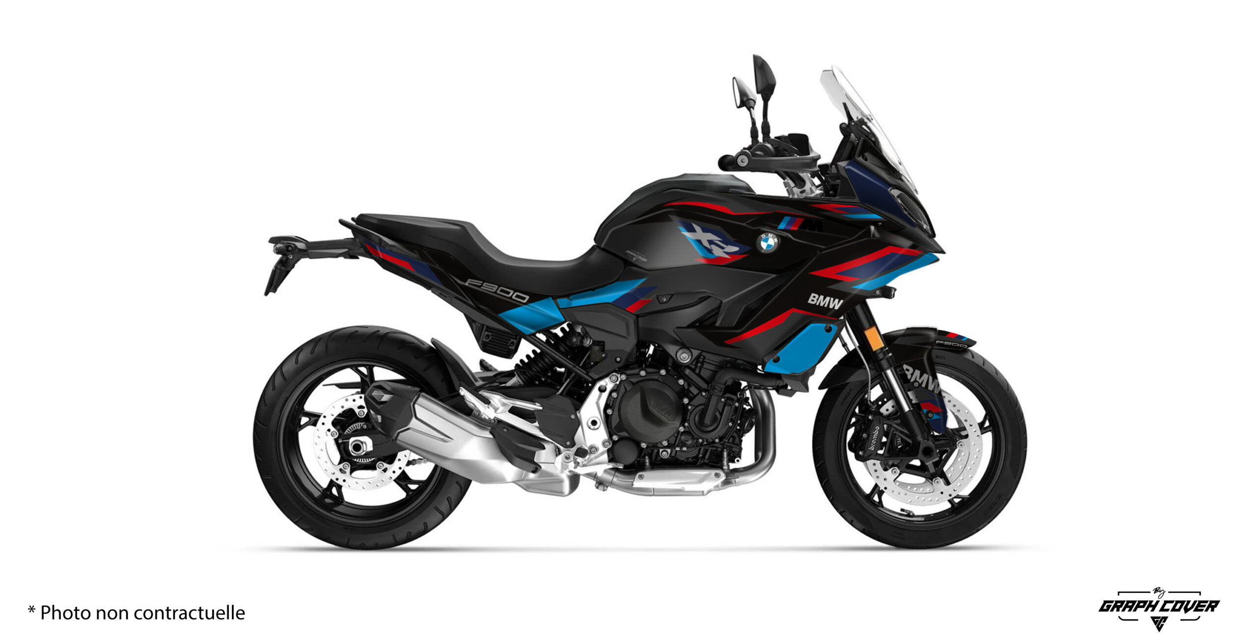 Kit déco F900 XR Alpha pour BMW : design sportif personnalisable, vinyle haute résistance et fabrication sur mesure dans nos ateliers en France.